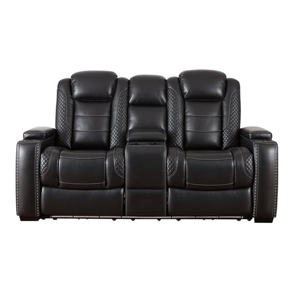 Signature Design by Ashley Party Time Power Reclining Leather Look Loveseat 3700318C IMAGE 1