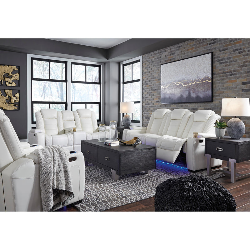 Signature Design by Ashley Party Time Power Reclining Leather Look Sofa 3700415C IMAGE 19