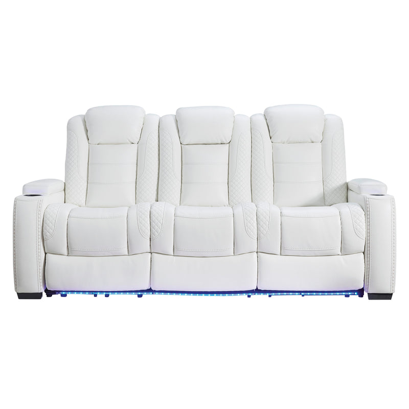 Signature Design by Ashley Party Time Power Reclining Leather Look Sofa 3700415C IMAGE 2