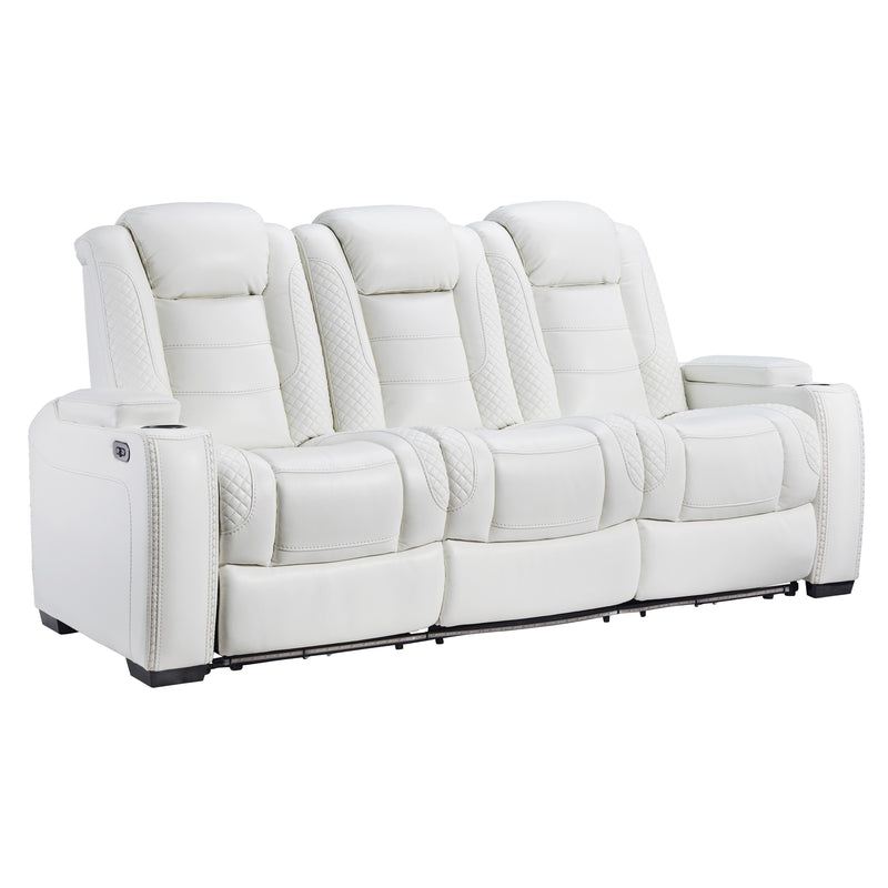Signature Design by Ashley Party Time Power Reclining Leather Look Sofa 3700415C IMAGE 3