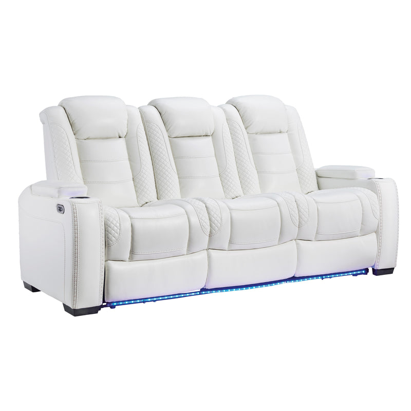 Signature Design by Ashley Party Time Power Reclining Leather Look Sofa 3700415C IMAGE 4