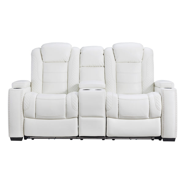 Signature Design by Ashley Party Time Power Reclining Leather Look Loveseat 3700418C IMAGE 1