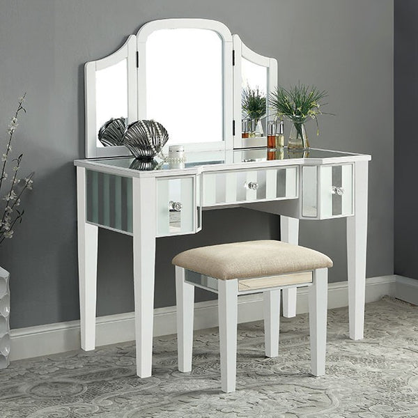 Furniture of America Cyndi Vanity Set CM-DK6361WH-UPS3 IMAGE 1