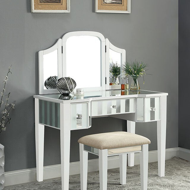Furniture of America Cyndi Vanity Set CM-DK6361WH-UPS3 IMAGE 2