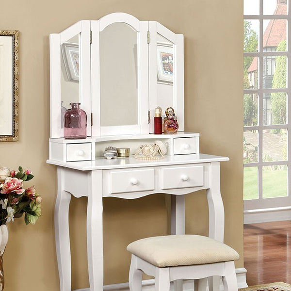 Furniture of America Janelle Vanity Set CM-DK6846WH IMAGE 1