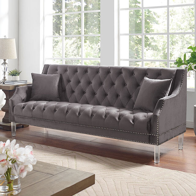 Furniture of America Franceschi Stationary Fabric Sofa CM6065GY-SF-PK IMAGE 1