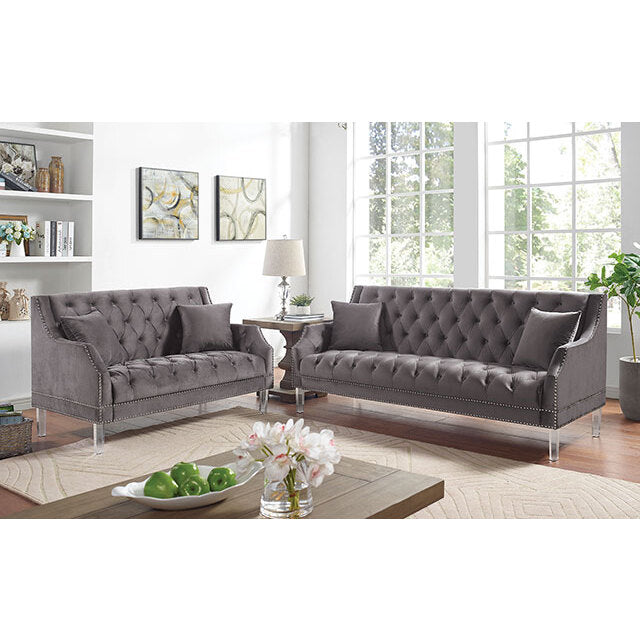 Furniture of America Franceschi Stationary Fabric Sofa CM6065GY-SF-PK IMAGE 2