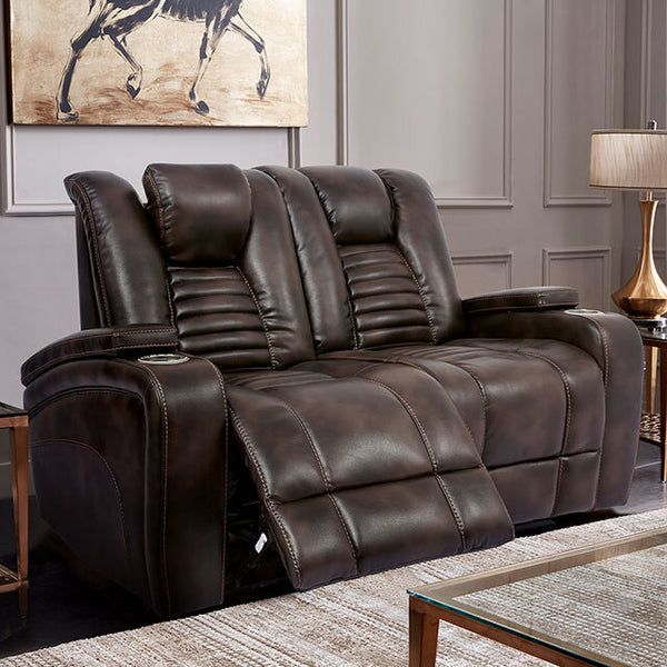 Furniture of America Abrielle Power Reclining Leather Look Loveseat CM9902-LV IMAGE 1